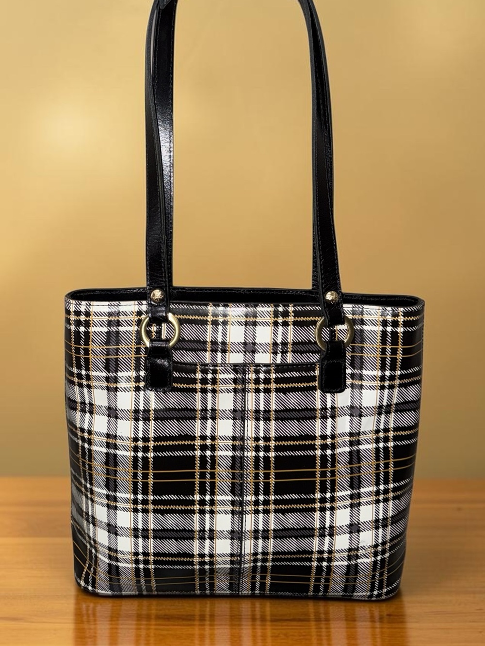 Patricia Nash Black White Plaid Tote and wallet